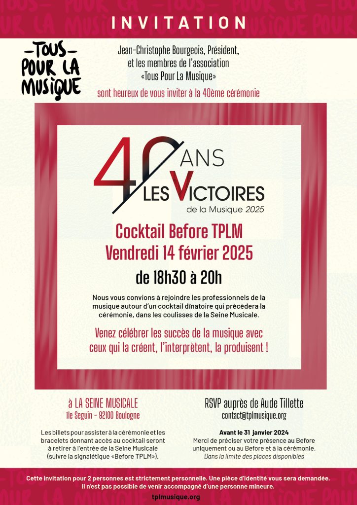 visuel des invitations aux victoires de la musique 2025